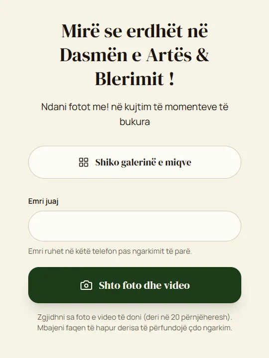 Faqja e mikut me ngarkim foto e video